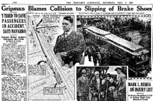 SF Chronicle cable car accident 1926